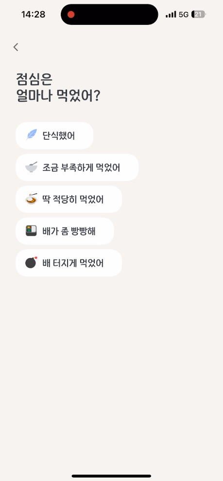 식사량 선택